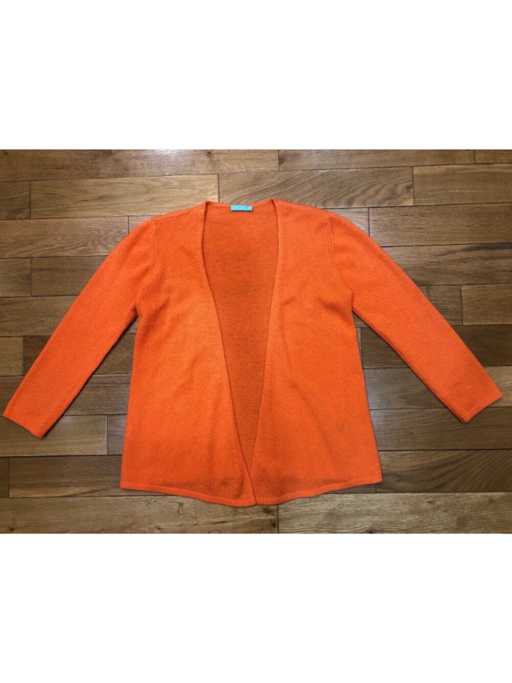 J McLaughlin 100% Cashmere Open Front Orange Cardigan Sweater Size XS - Picture 3 of 8
